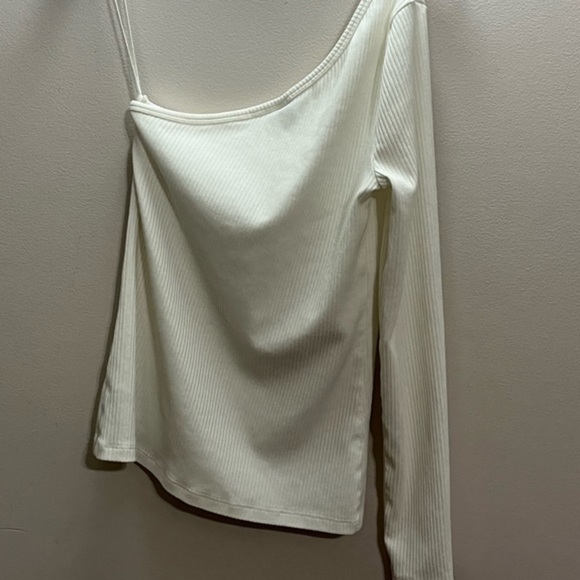 Old Navy, ribbed white, size small, asymmetrical top. - Picture 3 of 3